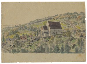 Tekening, Ontwerp voor grote tafel met kolomvormige steunen en frontonbasis, 1900-05 door Friedrich Carl von Scheidlin